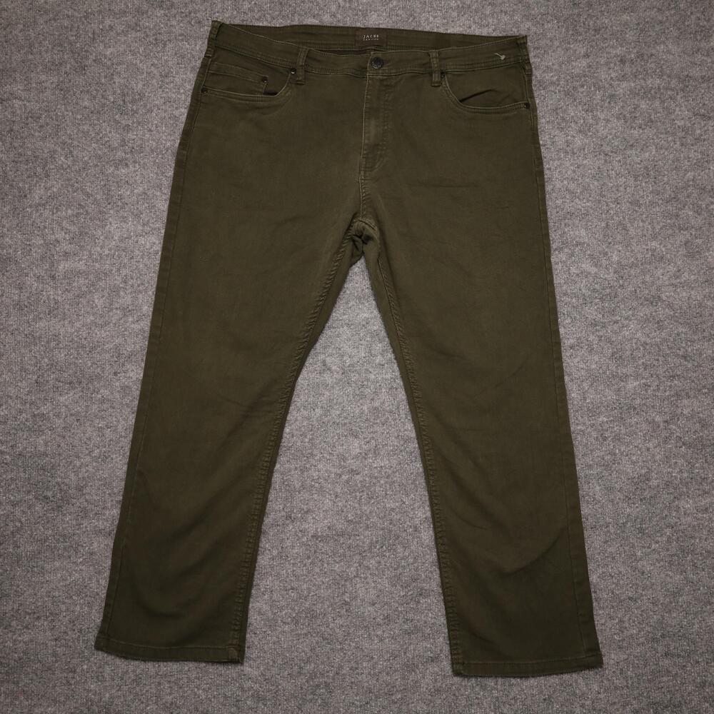 JACHS New York Pants Mens 40x29 Green 5-Pocket Straight Leg Denim Chino Casual